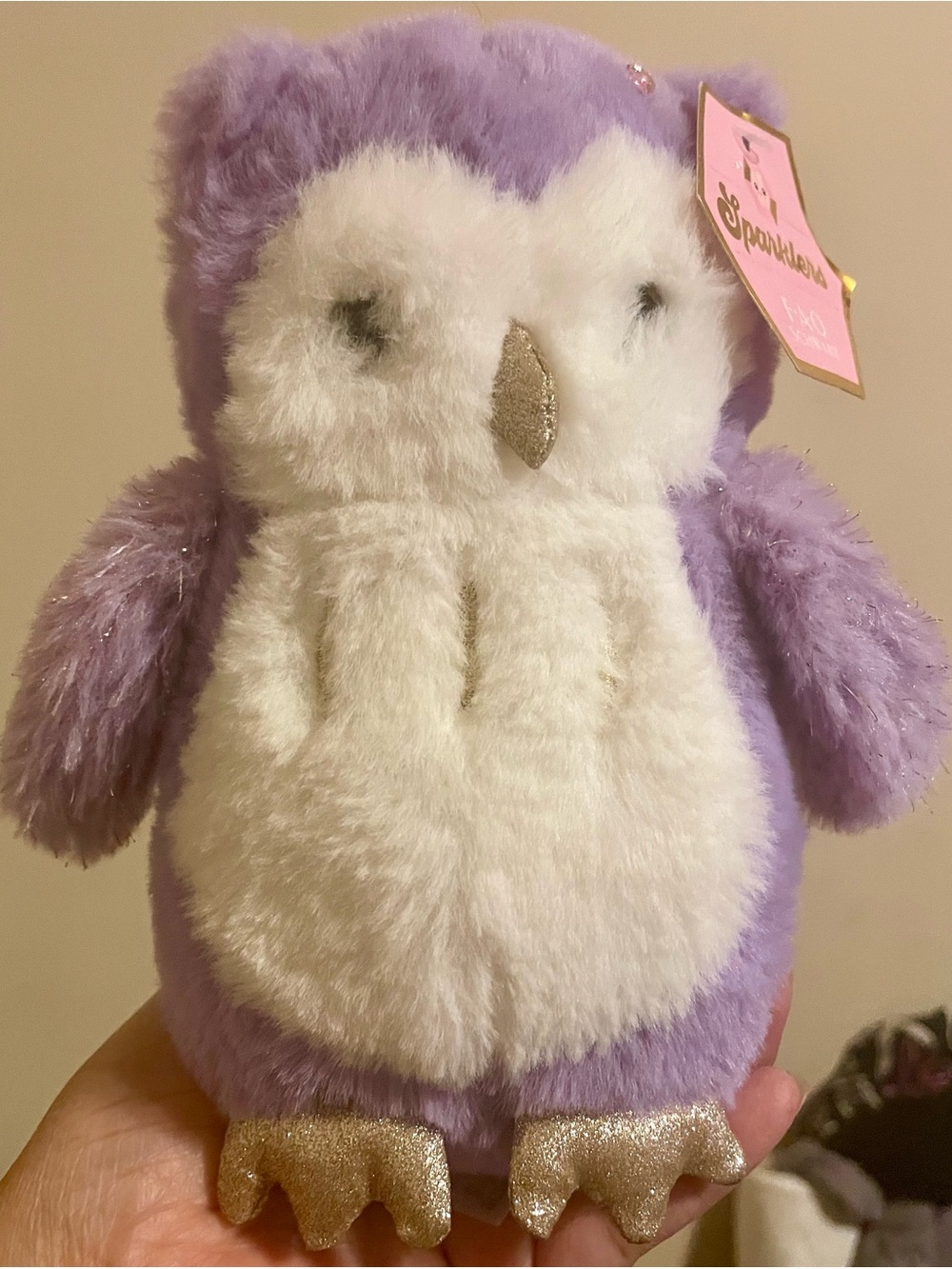 FAO Schwarz Purple and White Sparkle Owl Plush